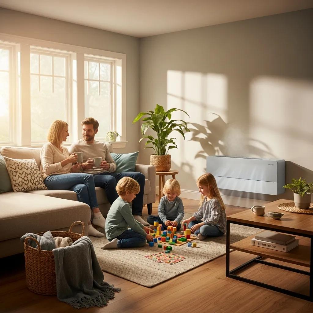 HVAC Blog 7 Modern heat pump system in a cozy home environment